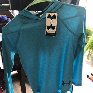 Under Armour Hoodie Heat Gear.  NWT Colors are light blue and black.